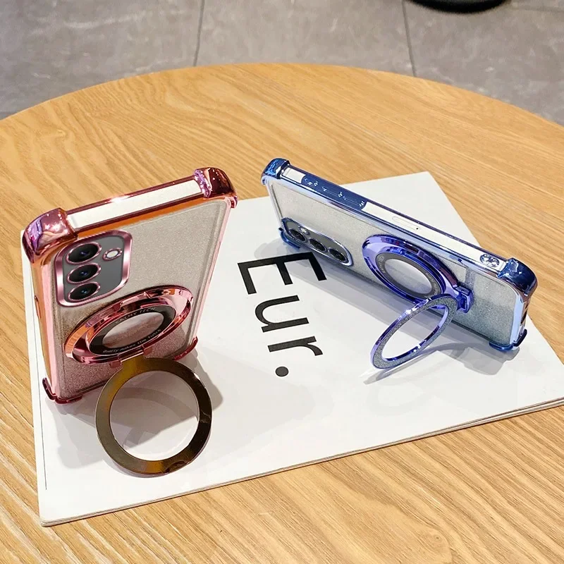 Luxury with bracket Glitter Case For Samsung Galaxy A06 A05 A05S A14 A15 A16 A25 A26 A56 A34 A35 A36 A52 A53 A54 A55 Case Holder - náhled 4