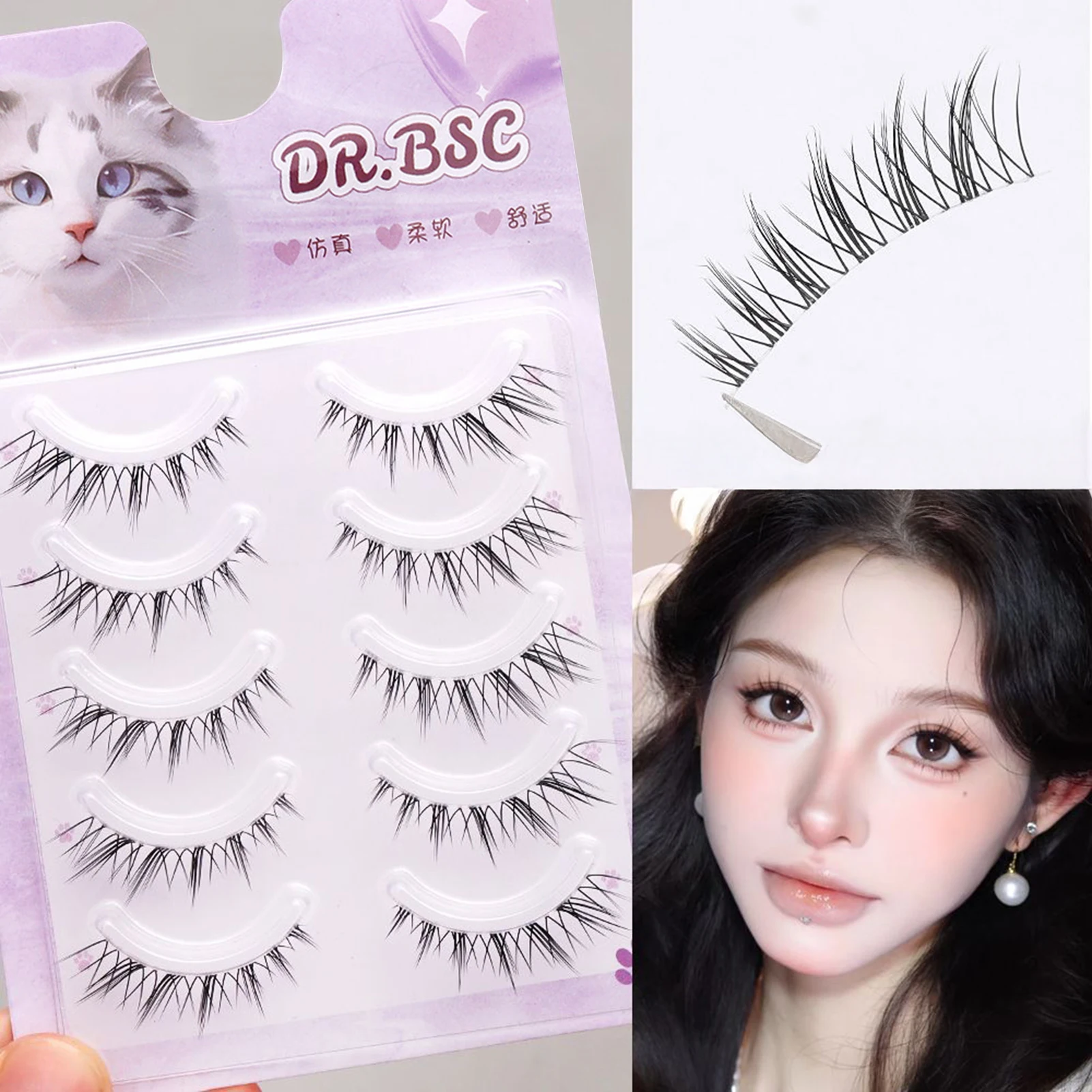 5 Paar natürliche Füchse Manga falsche Wimpern lange Curling dicke Volumen weiche Nerz Anime Wimpern Wispy Cat Eye gefälschte Wimpern flauschig