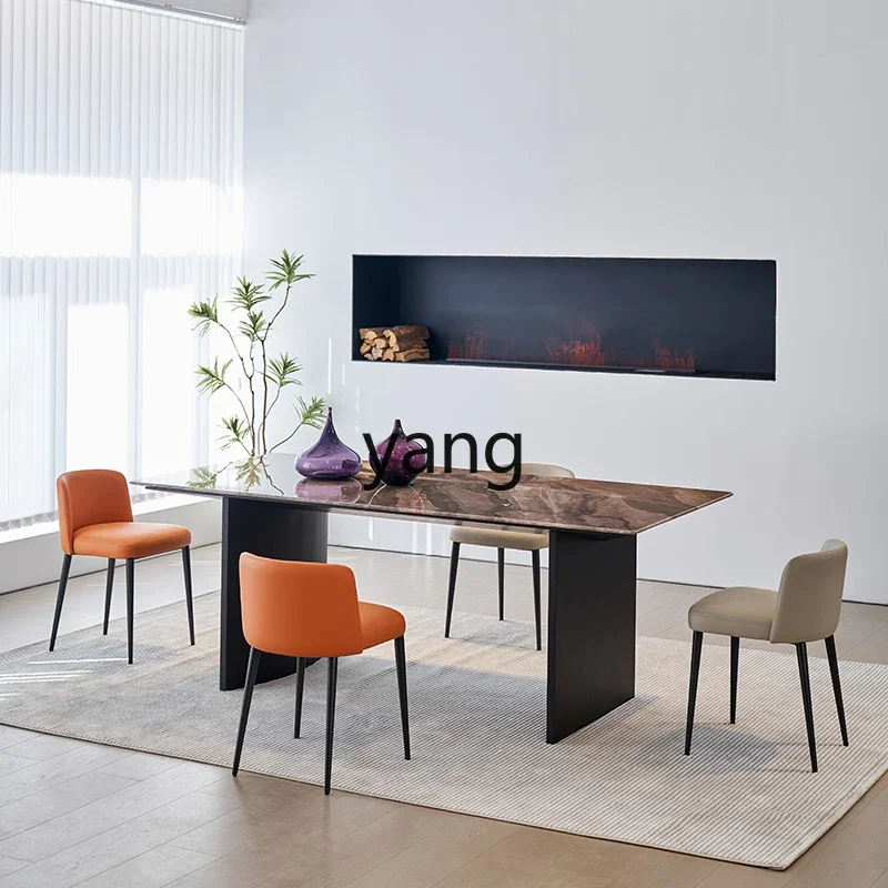โต๊ะอาหารหินอ่อนสไตล์มินิมอลอิตาลี CX หรูหราเบาๆ สำหรับห้องนั่งเล่น บ้านทันสมัย เรียบง่าย รูปทรงสี่เหลี่ยม