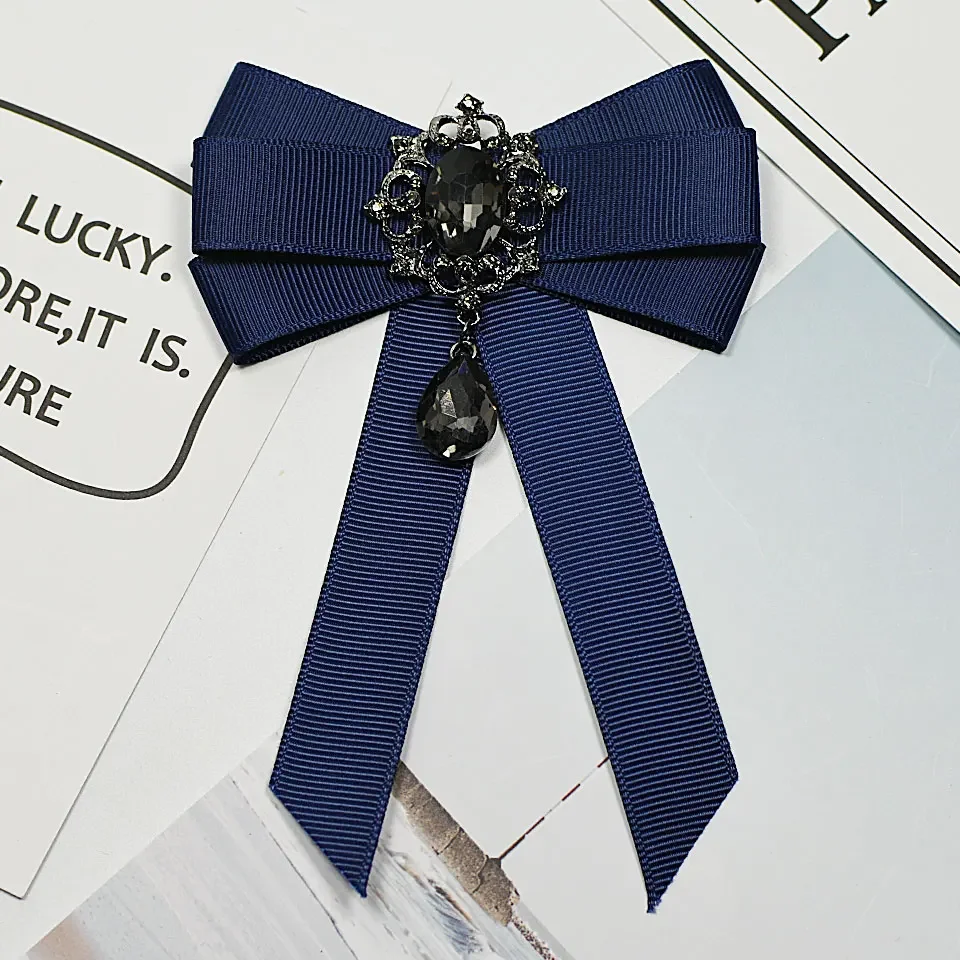 أزياء الشريط الأحمر القوس حجر الراين كريستال التعادل دبوس - الفاخرة نسيج القماش الفن بروش، أنيقة فستان الزفاف دبابيس هدية للنساء #1