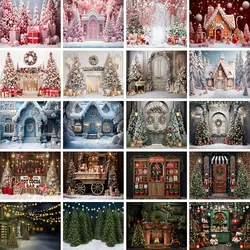 Christmas Photo Backdrop Xmas Tree Gift Boxes Snow Winter Kids Family Portraits Portrait Backgrounds Photography Studio Supplies