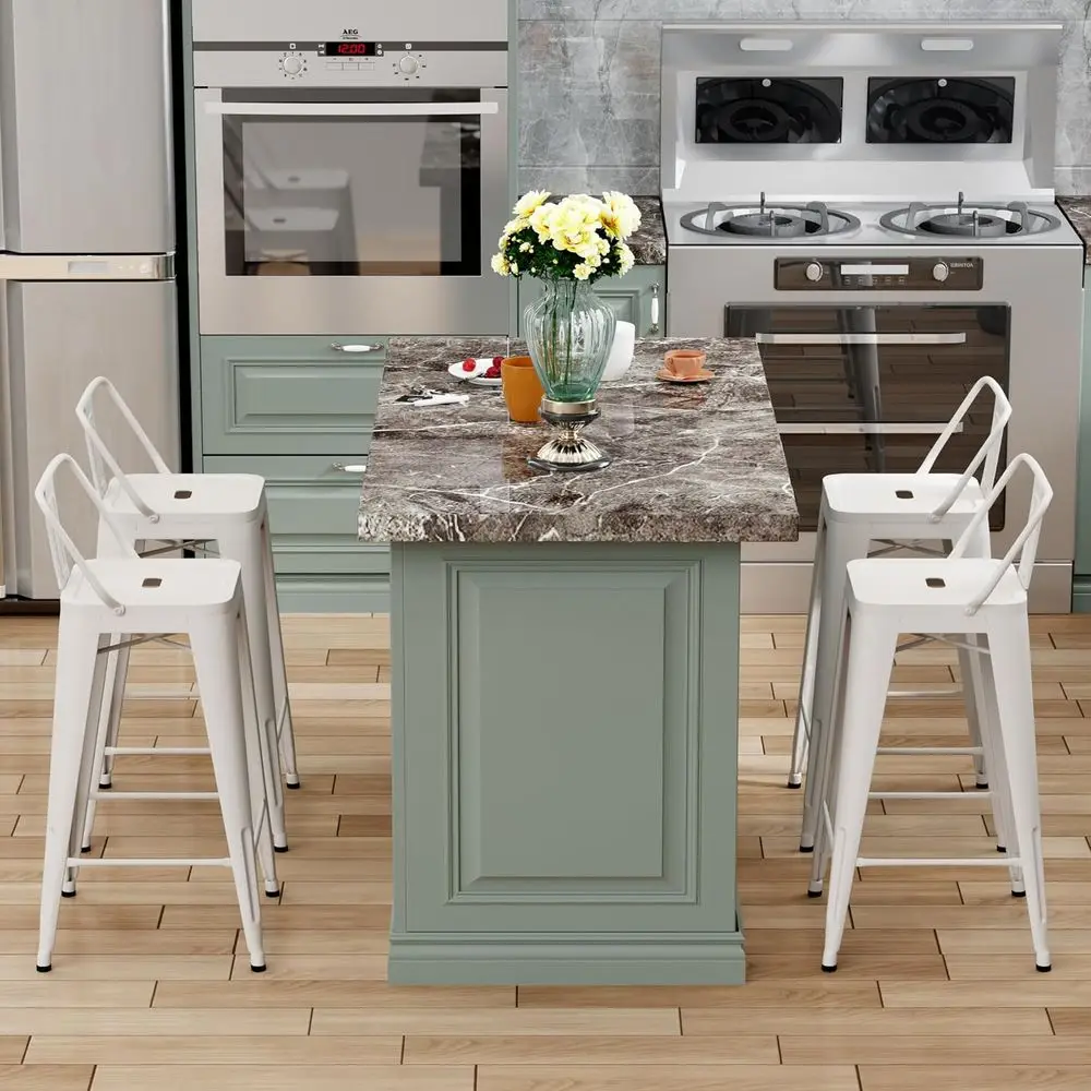 Metal Bar Stools Set o 4 Barstools Counter Height Bar Stools with Back Industrial Bar Stool Indoor Counter Stool Kitchen Island view 4