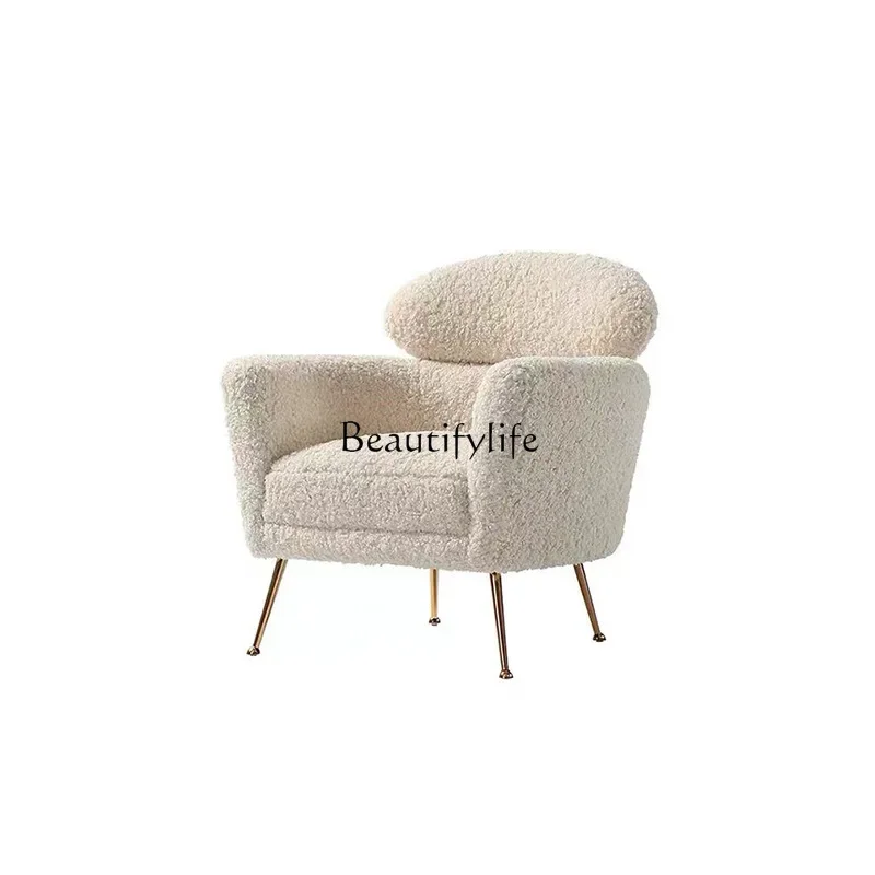 

*Single sofa Italian light luxury lamb fluff casual sofa chair