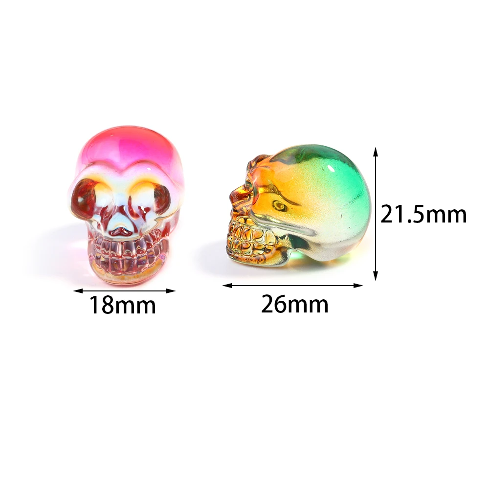 1inch Mini Crystal Skull Head Statues Clear Skull Figurines Glass Electroplated Colorful Skull Photography Props Decor 1pcs