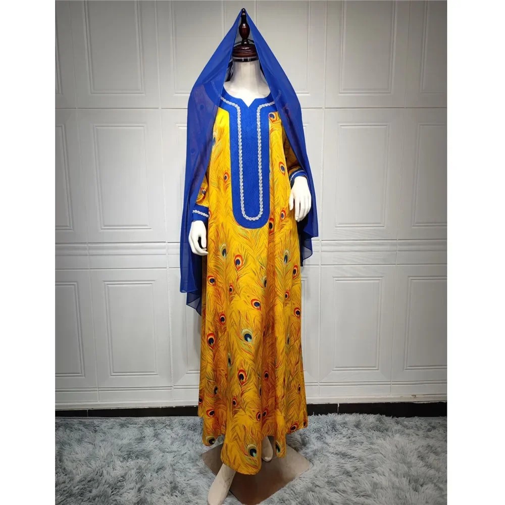 

Marocain Floral Print Jalabiya Abaya Women Muslim Maxi Dress Eid Mubarak Ramadan Islamic Clothing Robe Dubai Turkey Kaftan Gown