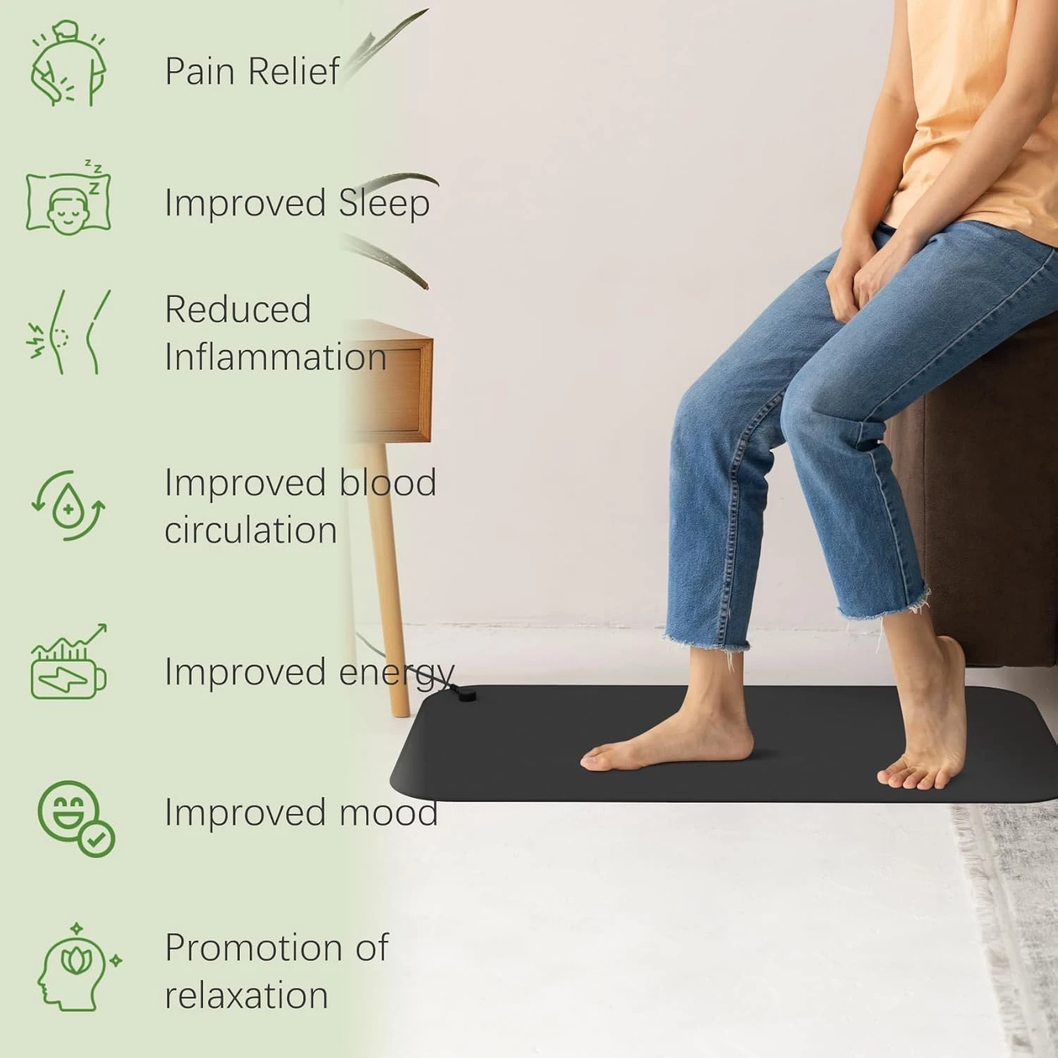 Grounding Mat for Sleep 30x60cm Wellness Natural Earthing Pad to Improve Circulation, Reduce Inflammation & Ease Pain/Anxiety - view 2