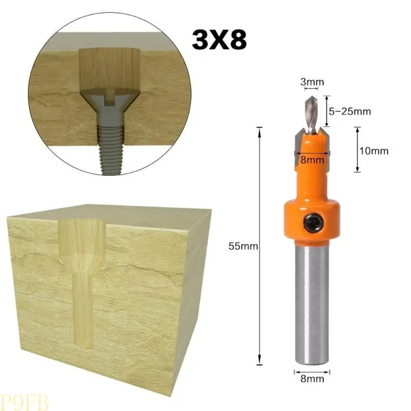 

P9FB 8mm/10mm HSS Countersink Drill Bit Set Reamer Woodworking Chamfer Drill Counterbore Pliot Hole Cutter Screw Hole Drill