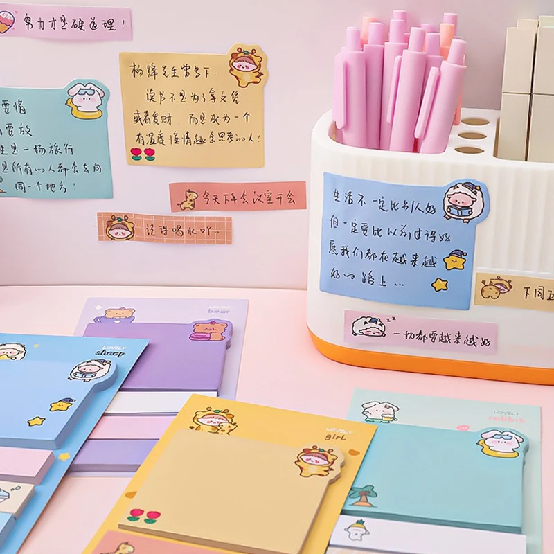 Kawaii Paper Sticky Notes Notepad Memo Pads 80 Sheets Office School Stationery Adhesive Stickers Posted It Sticky Note Pads