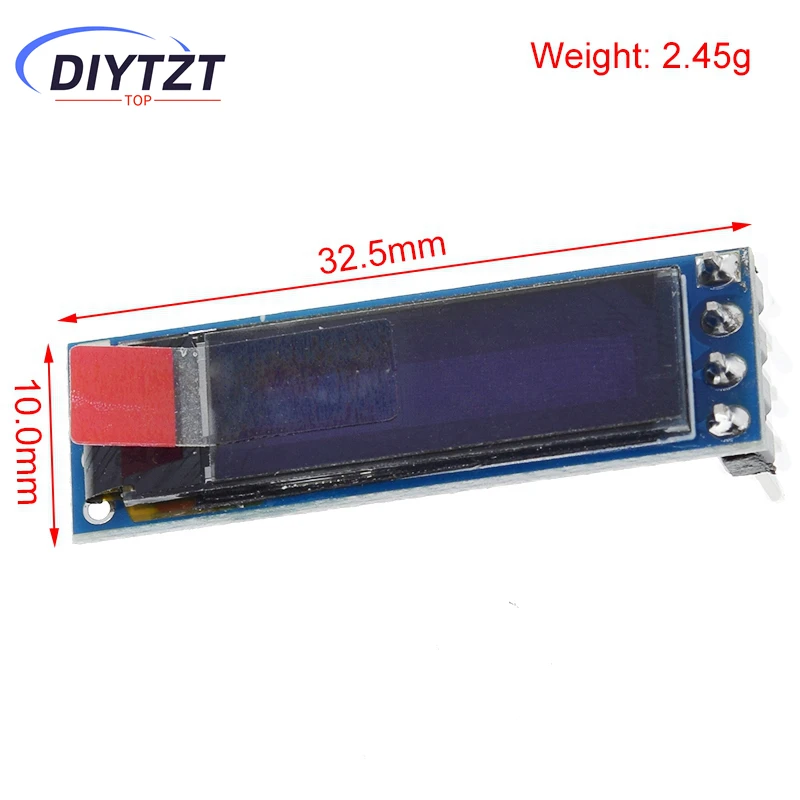 DIYTZT 0,69-дюймовый модуль OLED-дисплея 96x16, белый дисплей, 0,69 дюйма SSD1306, плата управления ЖК-экраном для Arduino, интерфейс IIC 3-5,5 В
