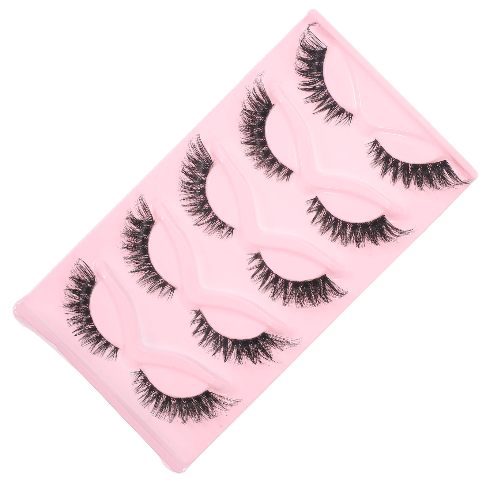 

5 Comfortable \ **：** 5 Pairs Fake Eyelashes False Reusable Faux Light Transparent Stem Natural Daily for Women