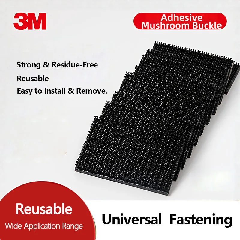 3M SJ3550CF Mushroom Head Self Adhesive Reusable Fastener for Everyday Automotive Mounting Black Double Lock Transparent Tape