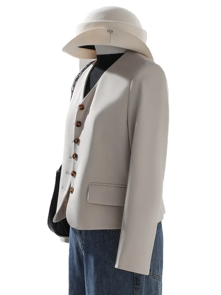 

Beige Black Coffee Women's Blazer Ladies Female Casual Jacket Coat