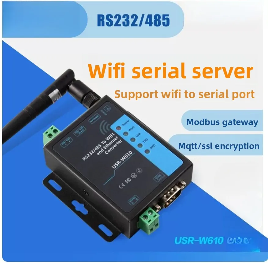 USR-W610 WiFi Serial Server RS232 RS485 to Ethernet RJ45 Industrial Wireless IoT Module