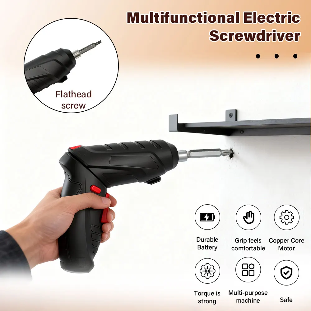 Electric Screwdriver Set Cordless Rechargeable 3.6V Li-ion Multifunctional Household Kit with 2/47pcs Options 2026