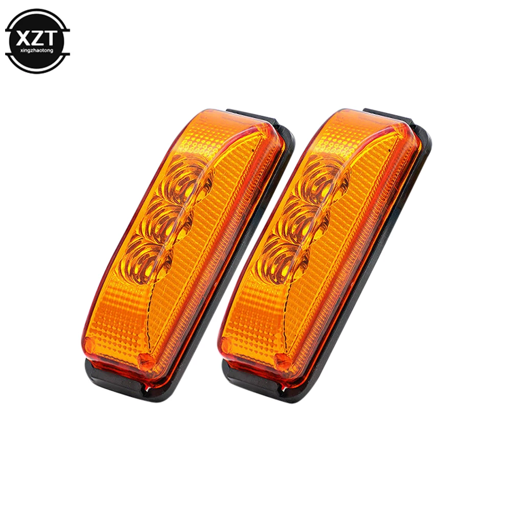 2pcs Amber Rectangle Side Marker Light Truck Trailer 3LED Waterproof 12V/24V Piranha High Brightness Signal Lamp Indicator Light