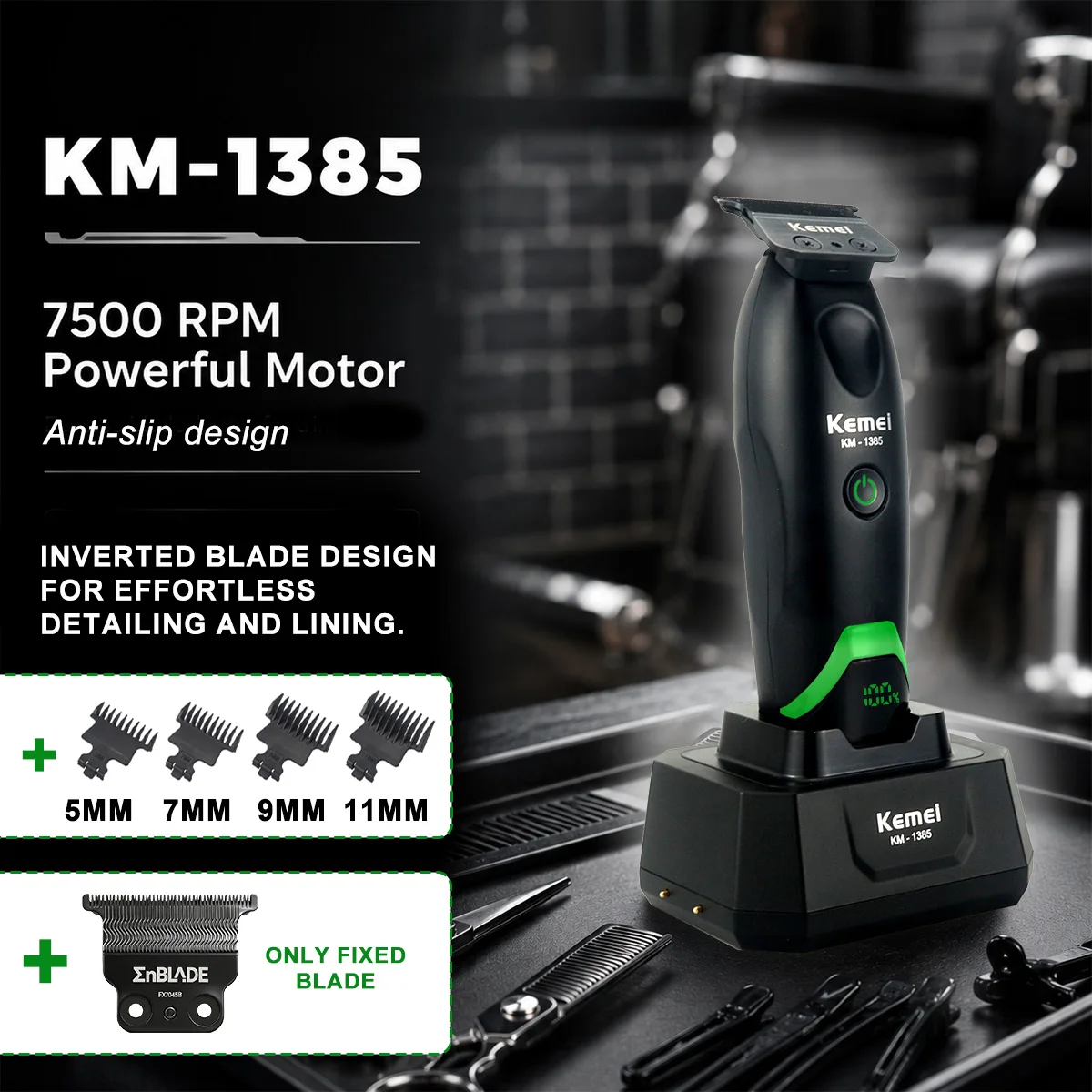 男性用ヘアトリマー-t-ブレード-7500rpm-5w-ドック付き-ledディスプレイ仕上げ機-ひげトリマー