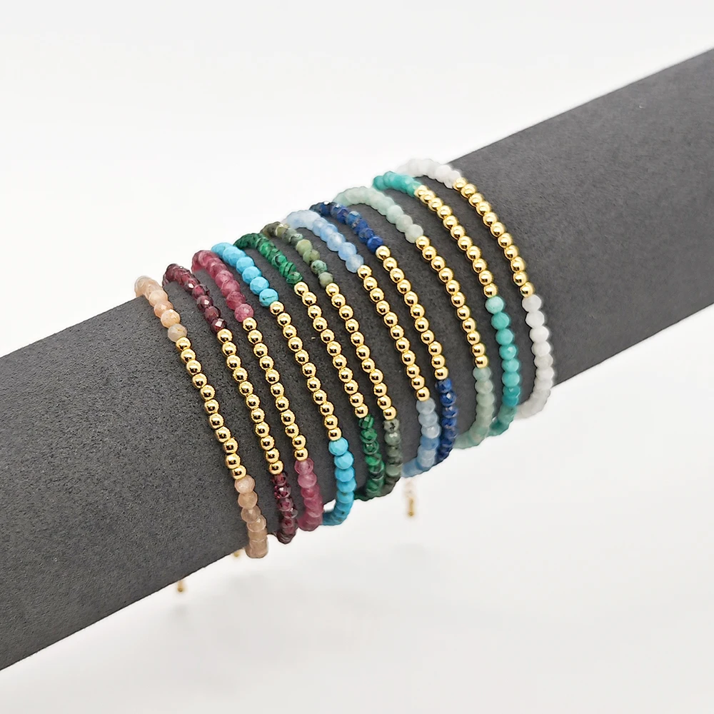 

CCGOOD Natural Stone Bracelet for Women Lapis Lazuli Amazonite Beaded With Gold Plated 18K Beads Handmade Bracelets Jewelry