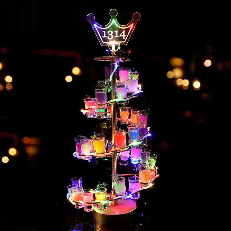 Bar Cocktail Creative Glowing Rotating Glass Holder for NightclubsKTVEssential themed one-shot shot glass holder