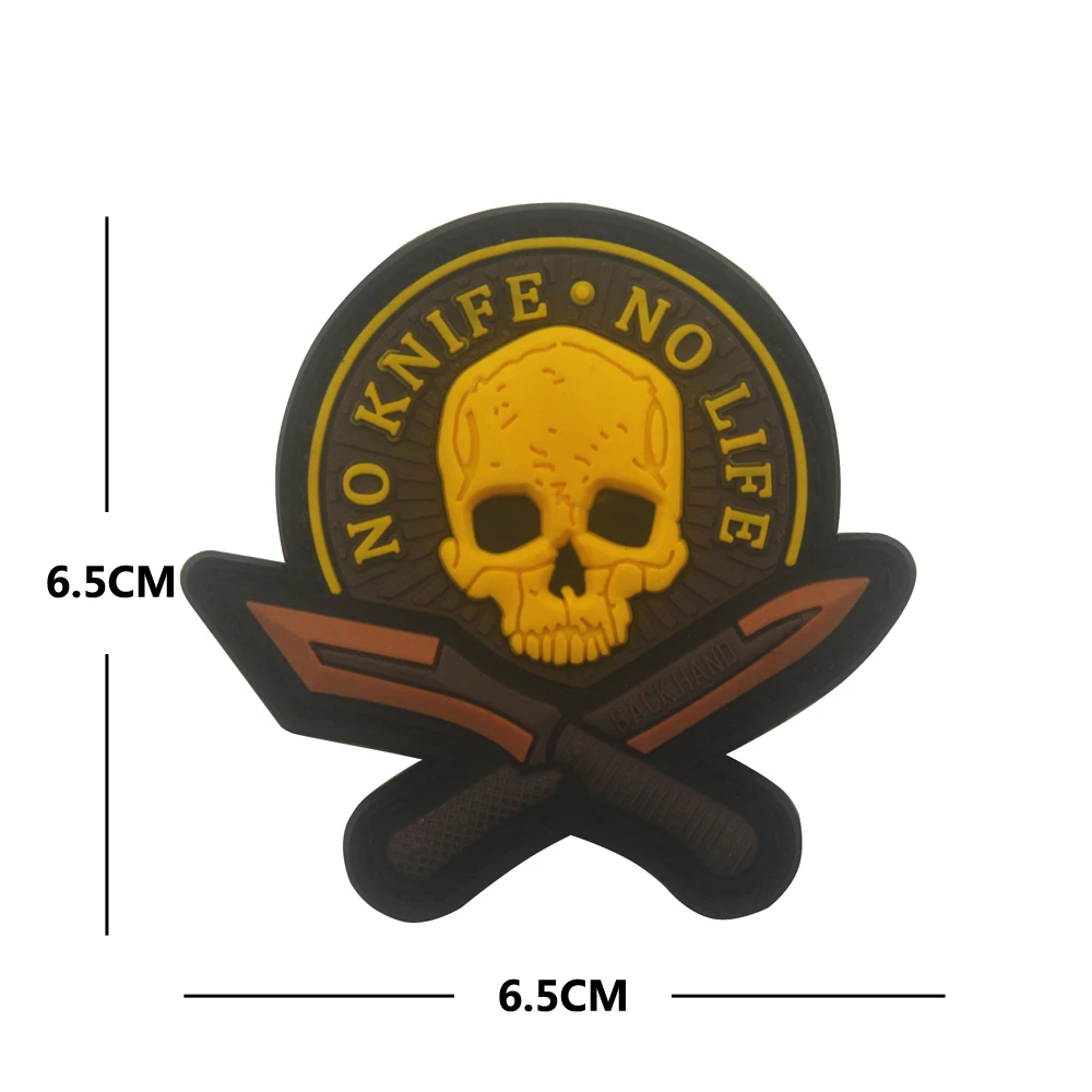 No Knife No Life 3D PVC Skull Rubber Patches Tactical Military Decorative Chevron Patches Combat Badges For Cap Backpack Clothes