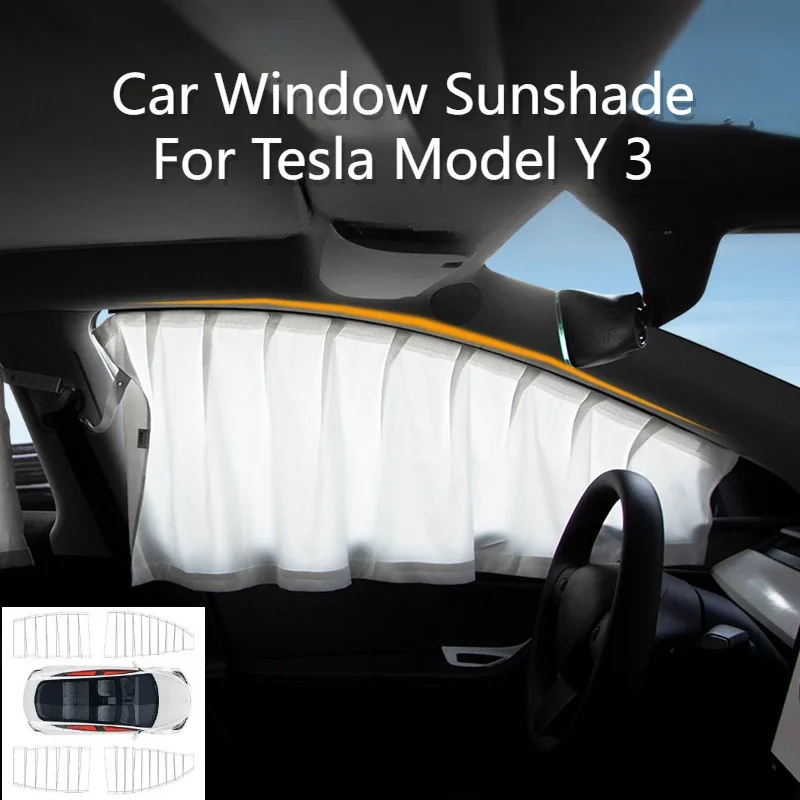 For Tesla Model 3 Y Side Window Sunshade Curtain Accessories Camping Privacy Sunscreen Insulated Curtain Windshield Blind Cover