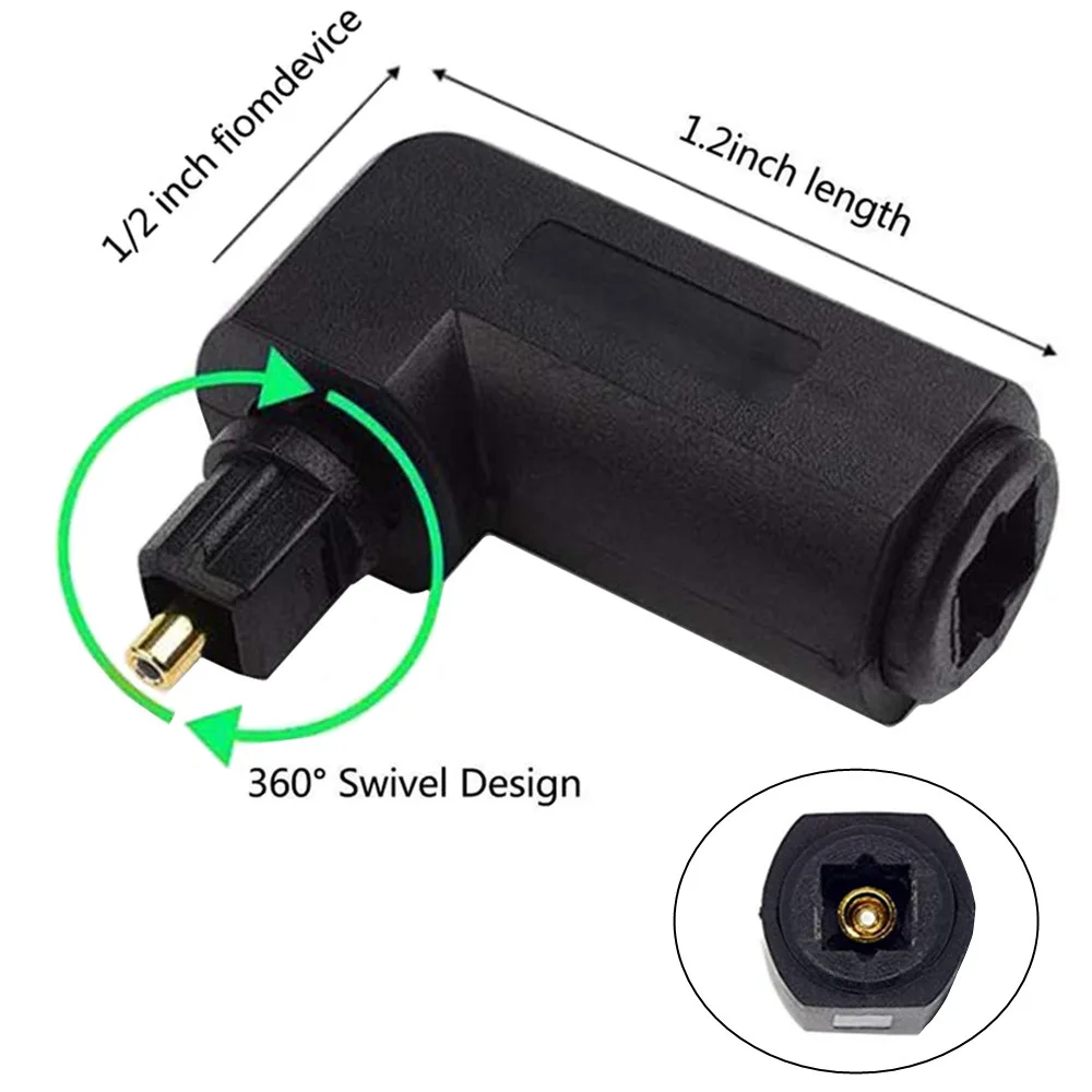 

90° Right Angle Adapter Optical Audio Connector Adapter Electrical Accessories for HDTV Home Theater System Sound Bar