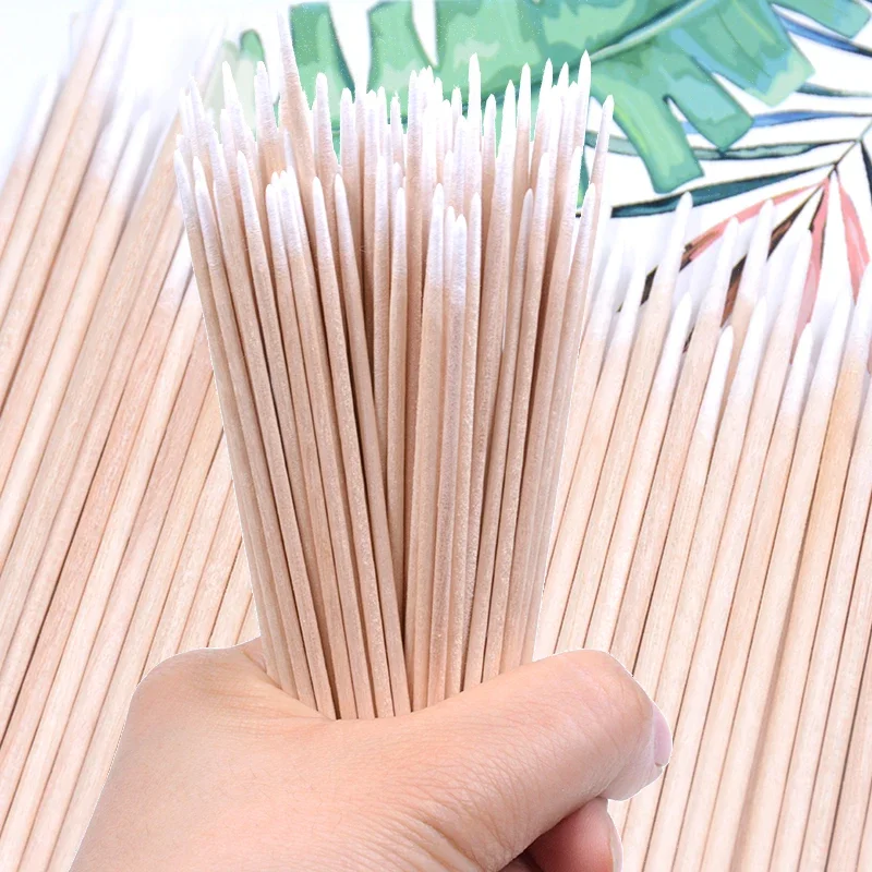 100-500 Stück Einweg-Ultra-Kleine Baumwollstäbchen Fusselfreie Mikrobürsten Holz-Wattestäbchen Wimpernverlängerung Klebstoffentferner – Detail 7