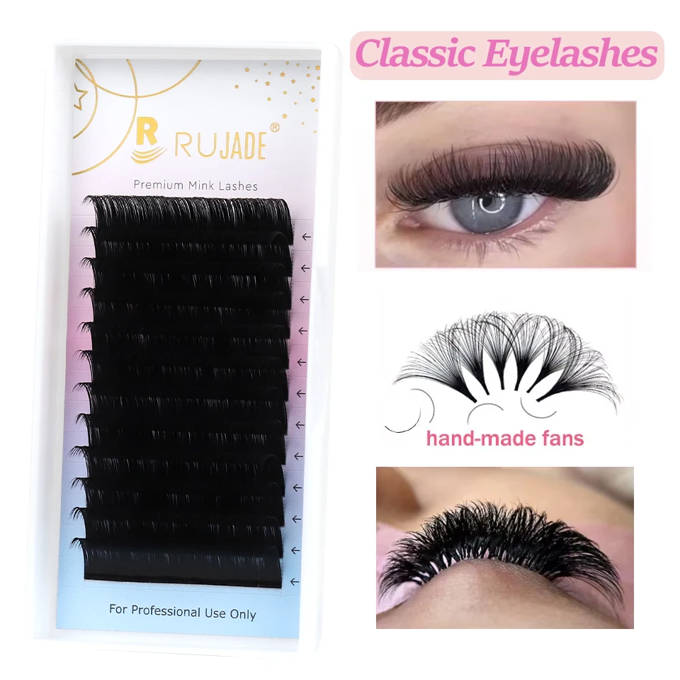 Lashrujade Individual Eyelash Extension C/CC/D/DD Faux Mink Cilias Soft Eye Lash Extension 3D Russian Volume Lashes Custom Logo