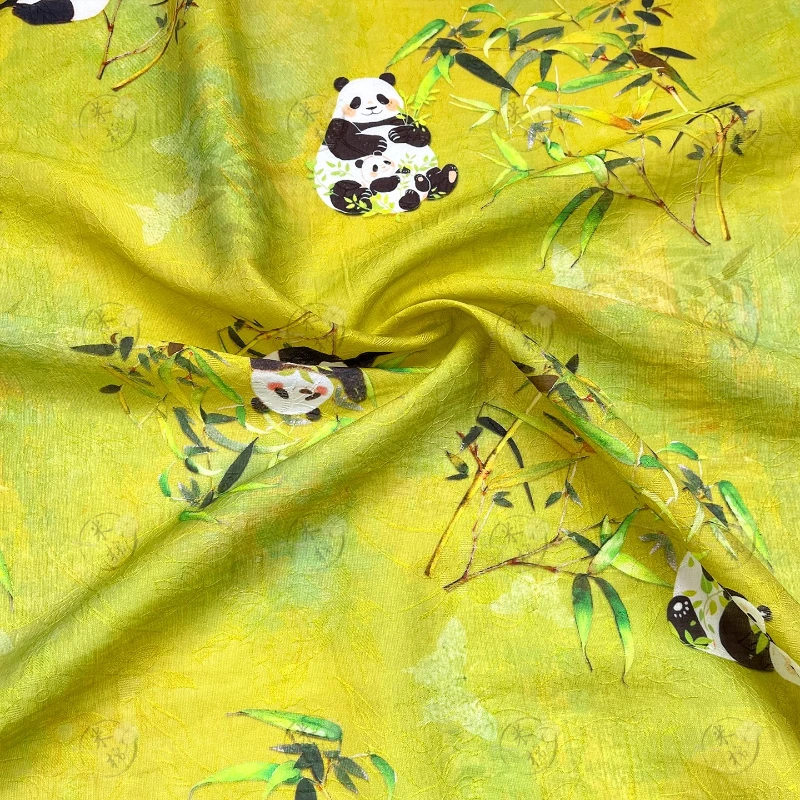 

Бамбуковая жаккардовая ткань с пандой, роскошный материал платья Hanfu Qipao, элегантный текстиль ручной работы, весенне-летняя декоративная ткань на метр