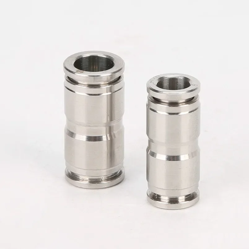 

4 6 8 10 12 14 16mm PU Tube 304 Stainless Steel Pneumatic Push In Quick Connector Equal Pipe Fitting