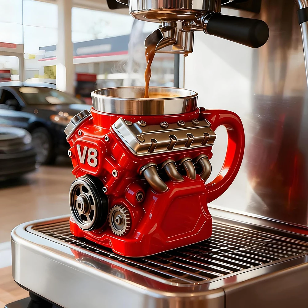 

Leakproof Food Grade Retro Engine Mug Car Shaped 3D Mechanical Coffee Cup Vacuum Insulated Stainless Steel Mug for Office Use