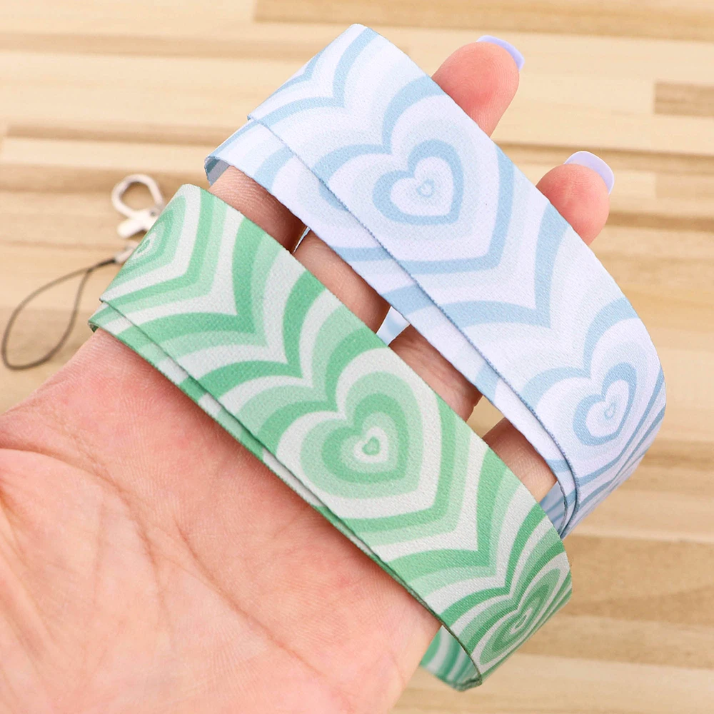 Love Heart Series Colorful Lanyard Neck Strap Keychain Card Cover Badge Holder Mobile Phone Hang Rope Keyring Accessories Gifts