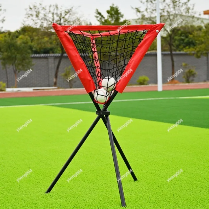 Portable Baseball Ball Caddy, Triangle Ball Collecting Net Movable Softball Storage Frame