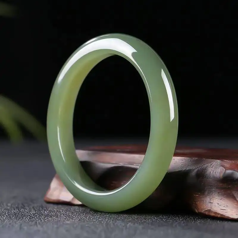 

Natural Gold Silk Jade Retro Medium Wide Jade Bracelet