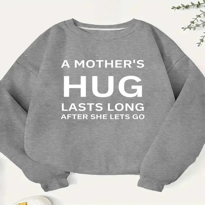 

Осенне-зимняя женская одежда больших размеров, женский свитшот с геометрическим принтом, белый текст, подарок для матери, с длинным рукавом, с круглым вырезом, элегантный Y2k