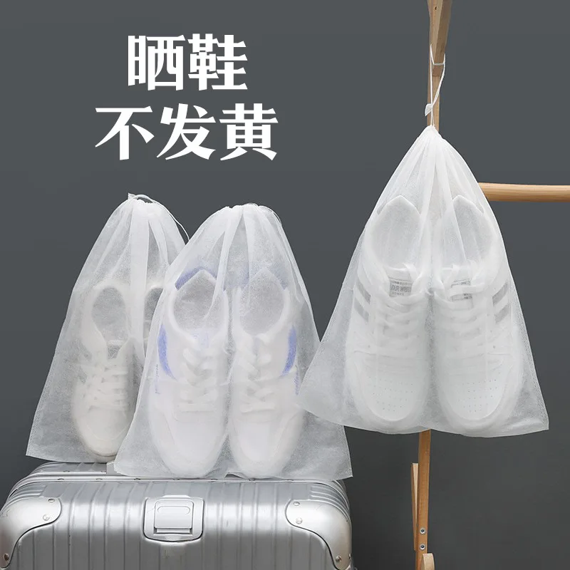 10Pcs/Set Shoe Dust Covers Non-Woven Dustproof Drawstring Clear Storage Bag Travel Pouch Shoe Bags Drying Shoes Protect Shoes