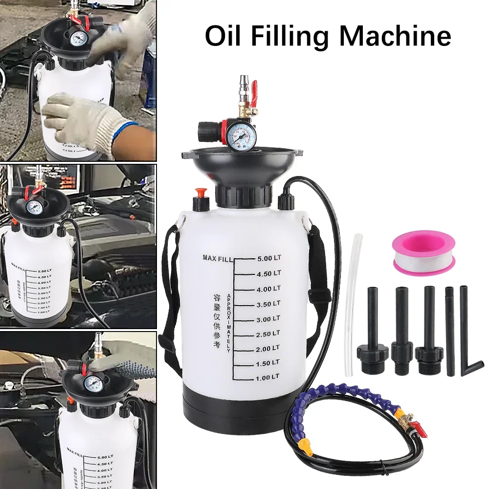 5L Capacity 1000PSI Output Pressure Oiler Machine Handheld Gearbox Oil Filling Machine Quick Refueling Oiler Hand Tool for Car M