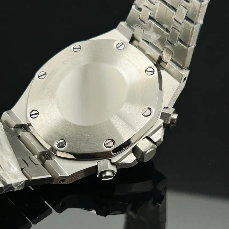 Preto ouro 41mm borracha estilo aço caso cinta relógio peças fivela para caso de carvalho 31.8mm dial vk63/64 kit ponteiro movimento quartzo