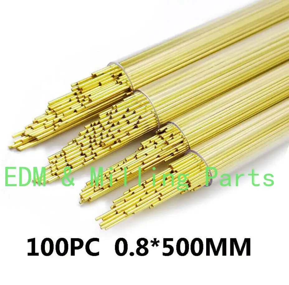 

100PCS CNC OD 0.8MMX500MM Brass Electrode Single-Channel Tube EDM Drilling Machine For EDM Puncher Mill Part