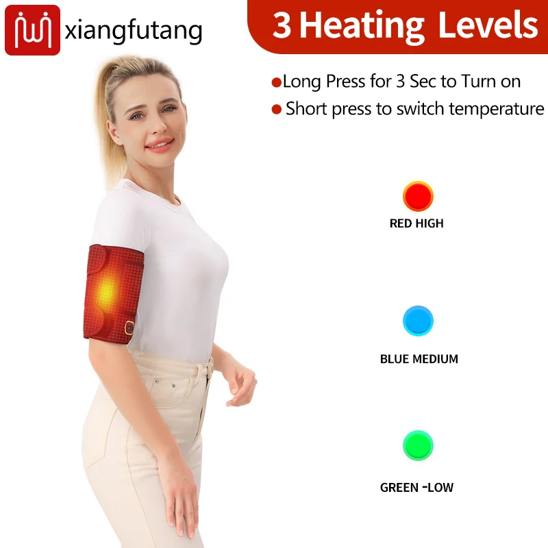 

Adjustable Arm Heating Pad for Tennis Golfers Elbow Arthritis Breathable Sleeve with 3 Heat Settings - Pain Relief Therapy