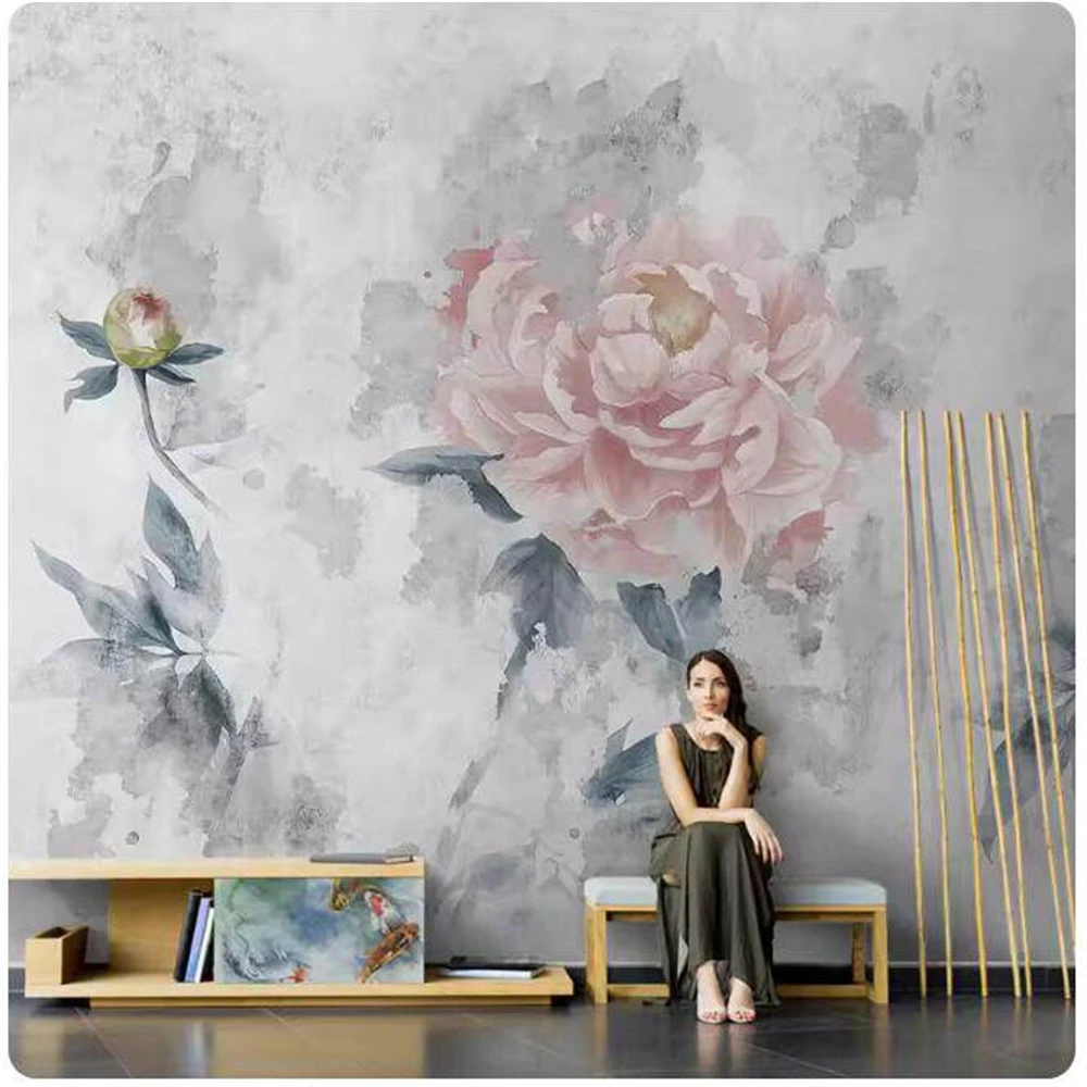 

Индивидуальные 3D-обои: Современные креативные винтажные цветочные обои с рельефным рисунком для ТВ-зоны, декор для гостиной, 3D-арт