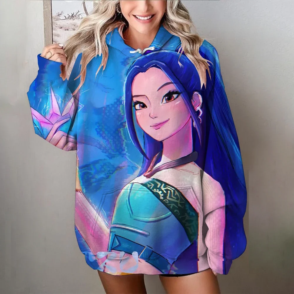 Sweat-shirt décontracté pour femmes, imprimé Kawaii KPop Demon Hunters, pull confortable surdimensionné, vêtements féminins doux d'automne