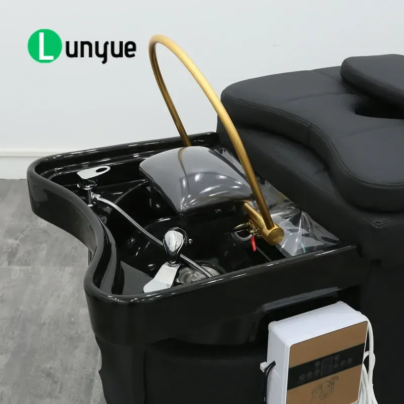 Modern Black Shampoo Bed Basin for Barber Shops and Beauty Salons High Quality Hair Washing Station with Comfortable Design