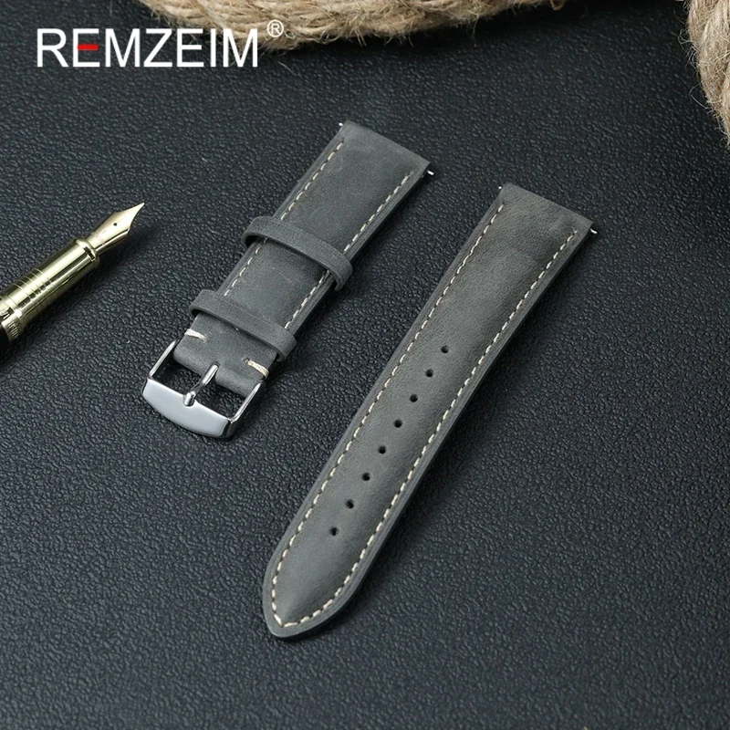 

Brown Green Blue Vintage Crazy Horse Leather Wristwatch Band 20mm 22mm Watch Strap Quick Release High Quality Watchband Belt