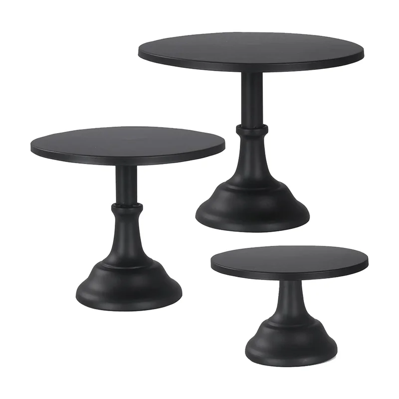 AB02 3Pcs Cake Stand, Cake  Stand , Tall Cake Stands For Dessert Table, Perfect Display For Wedding Graduation Party Black Du