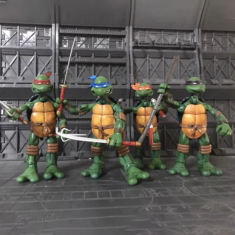 

4pcs Teenage Mutant Ninja Turtle Figure TMNT Action Figuras NECA Manga Figurine Toys Anime PVC Collection Model Gift for Kids