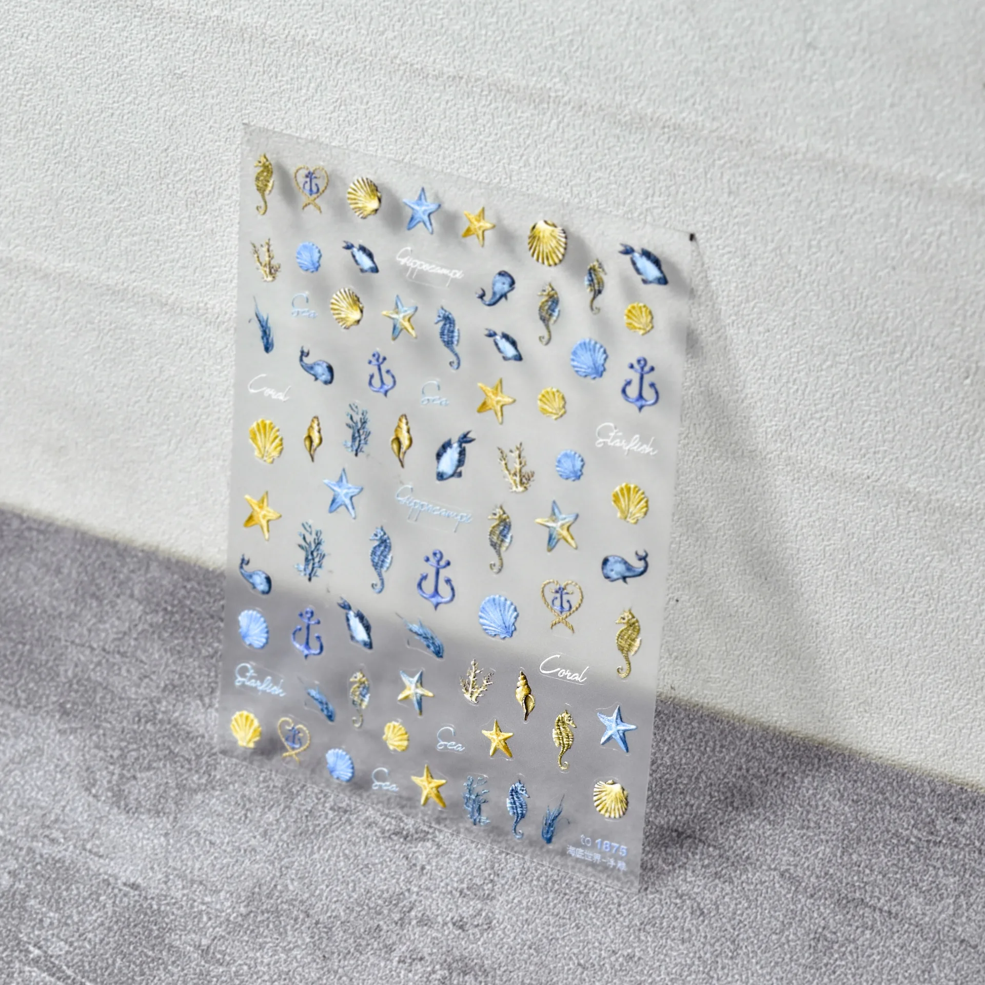 1pcs Ocean Nail Art Stickers 5D Summer Starfish Seashell Nail Decals Decoration Parts Y2K Embossed Nail Supplies Manicure Slider