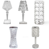 Wine Glass Rose Rgb Crystal Table Lamp Creative Led Diamond Desk Lamp Rechargeable Bedside Touch Sensor Crystal Nordic Lamp