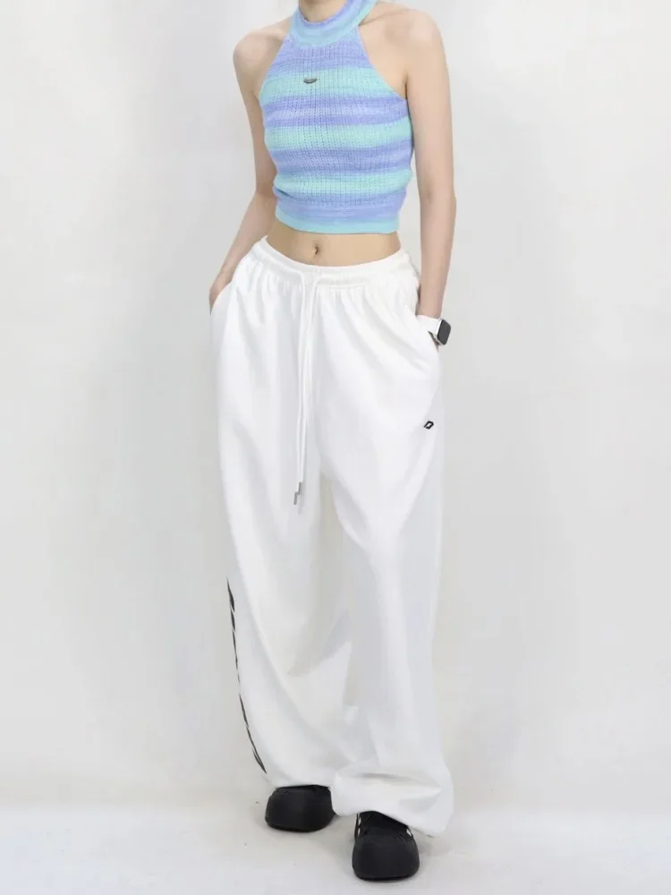 HOUZHOU-pantalones de chándal holgados Vintage para mujer, ropa de calle de gran tamaño, moda coreana, Harajuku, estilo japonés, Hip Hop, Y2k