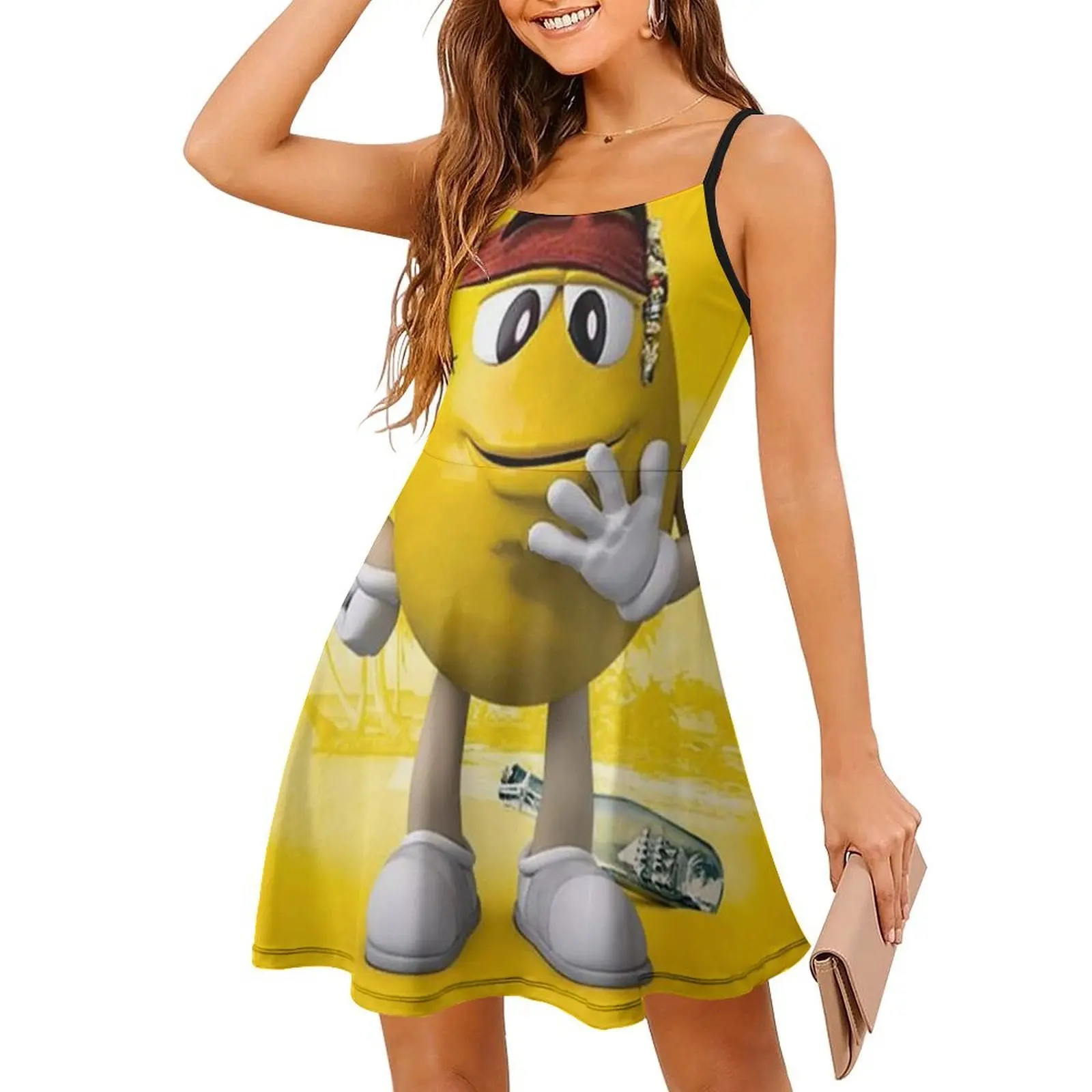 Funny Candy. Pirate Preppy Style Mini Dress For Women A-Line Loose Fit Casual Day Dress M M Candy Chocolate Merry Funny Candy