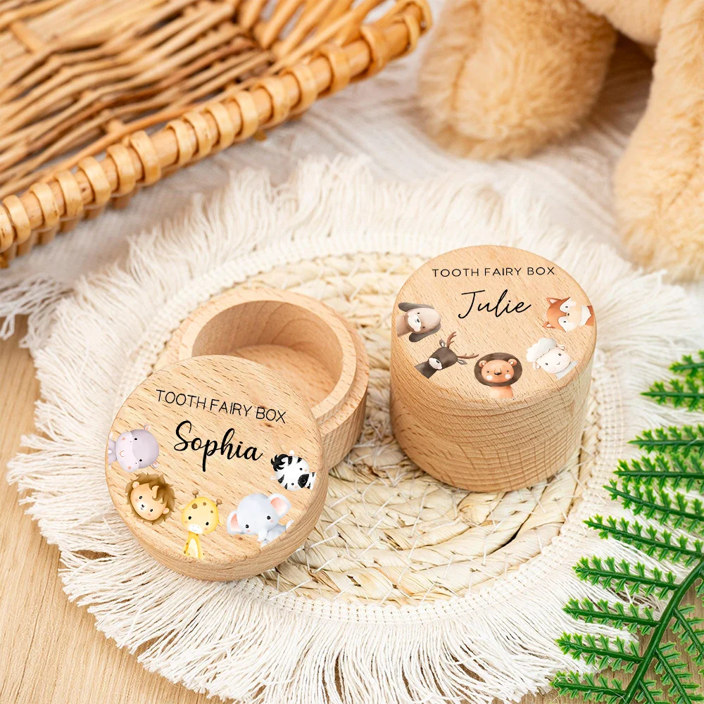 Personalised Milk Teeth Box Custom Name Tooth Fairy Box Boy Girl Children Wooden Tooth Box Keepsake Gift New Baby Shower Gifts